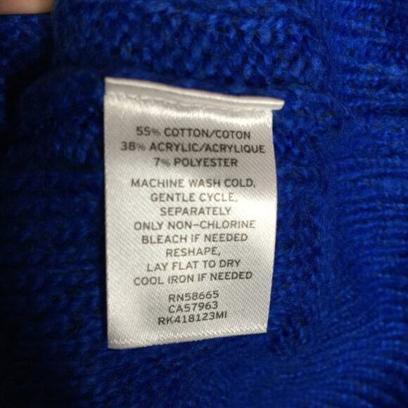 Abound Pullover Sweater Basket Stitch Knit Long Sleeve Blue Nautical Medium NEW! - Picture 8 of 8